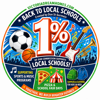 The 1% Back to Local Schools project created by Don St Germain, supporting school sports, music, supplies, clothing and community activities.